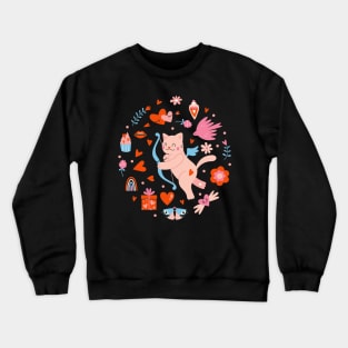 Funny Valentines Day Cats Heart Cat Lover Valentine Heart Crewneck Sweatshirt